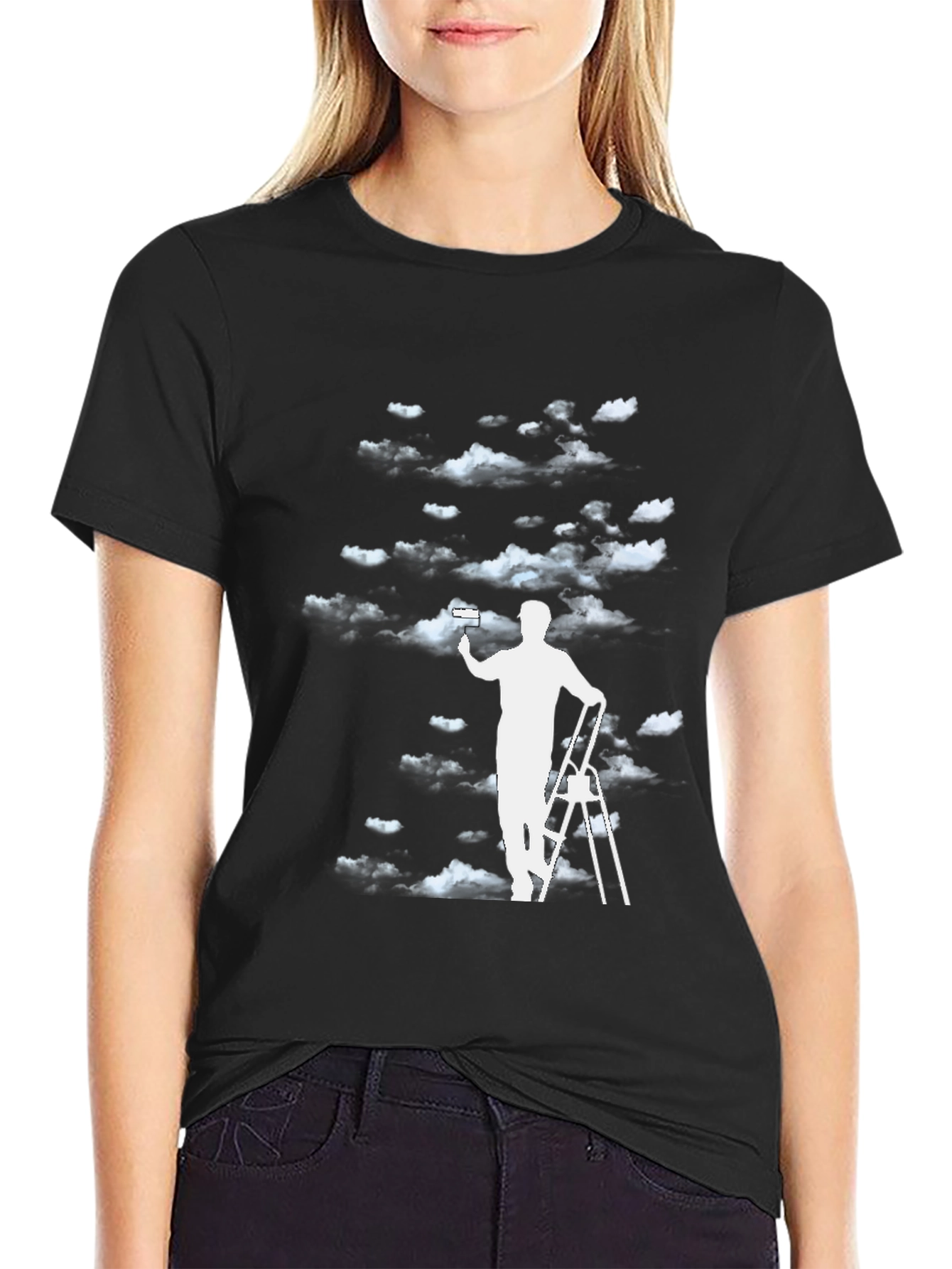 Cloud Painter Graphic Tee - Black Cotton T-Shirt