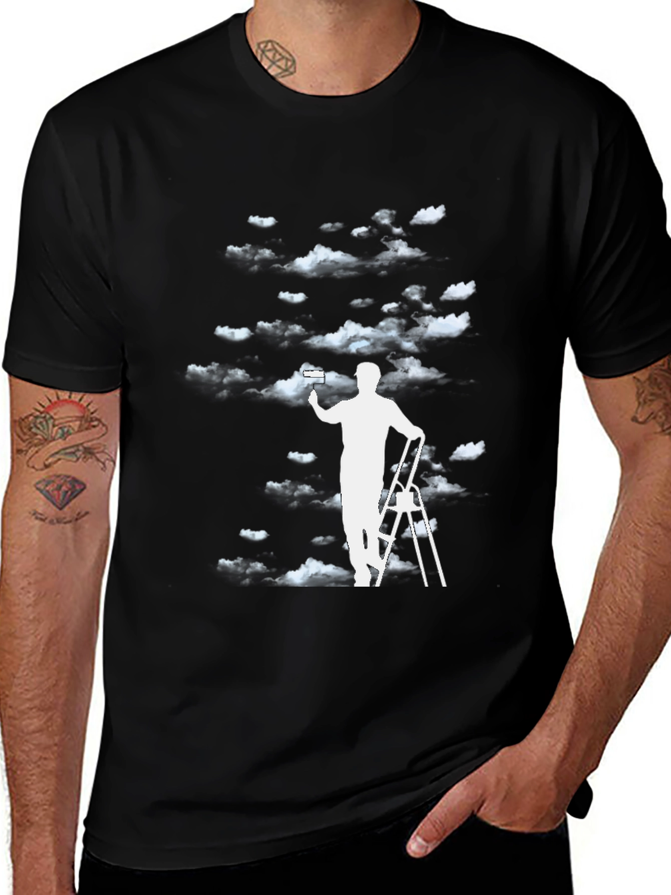 Cloud Painter Graphic Tee - Black Cotton T-Shirt