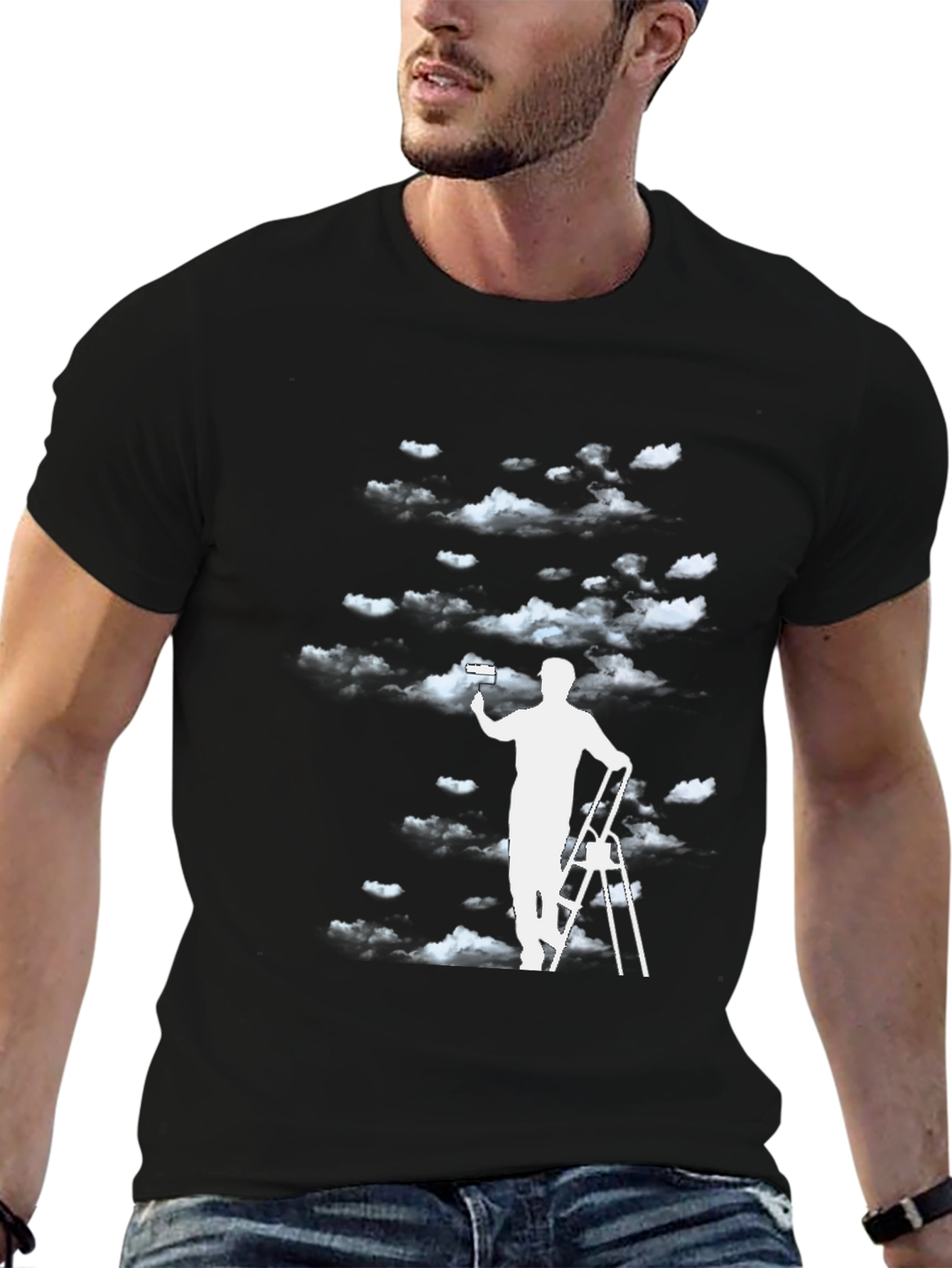 Cloud Painter Graphic Tee - Black Cotton T-Shirt
