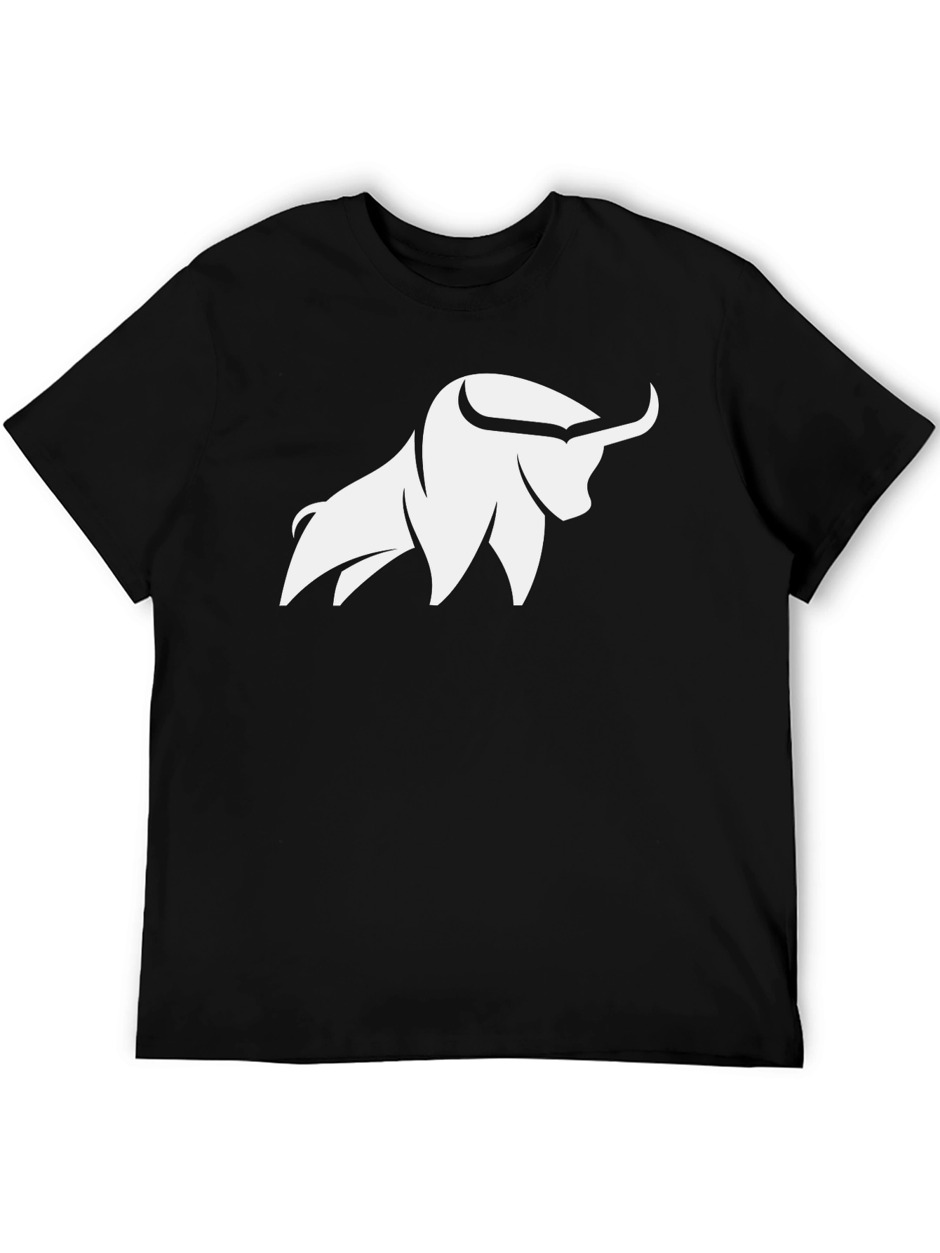 Black T-Shirt with White Bull Graphic