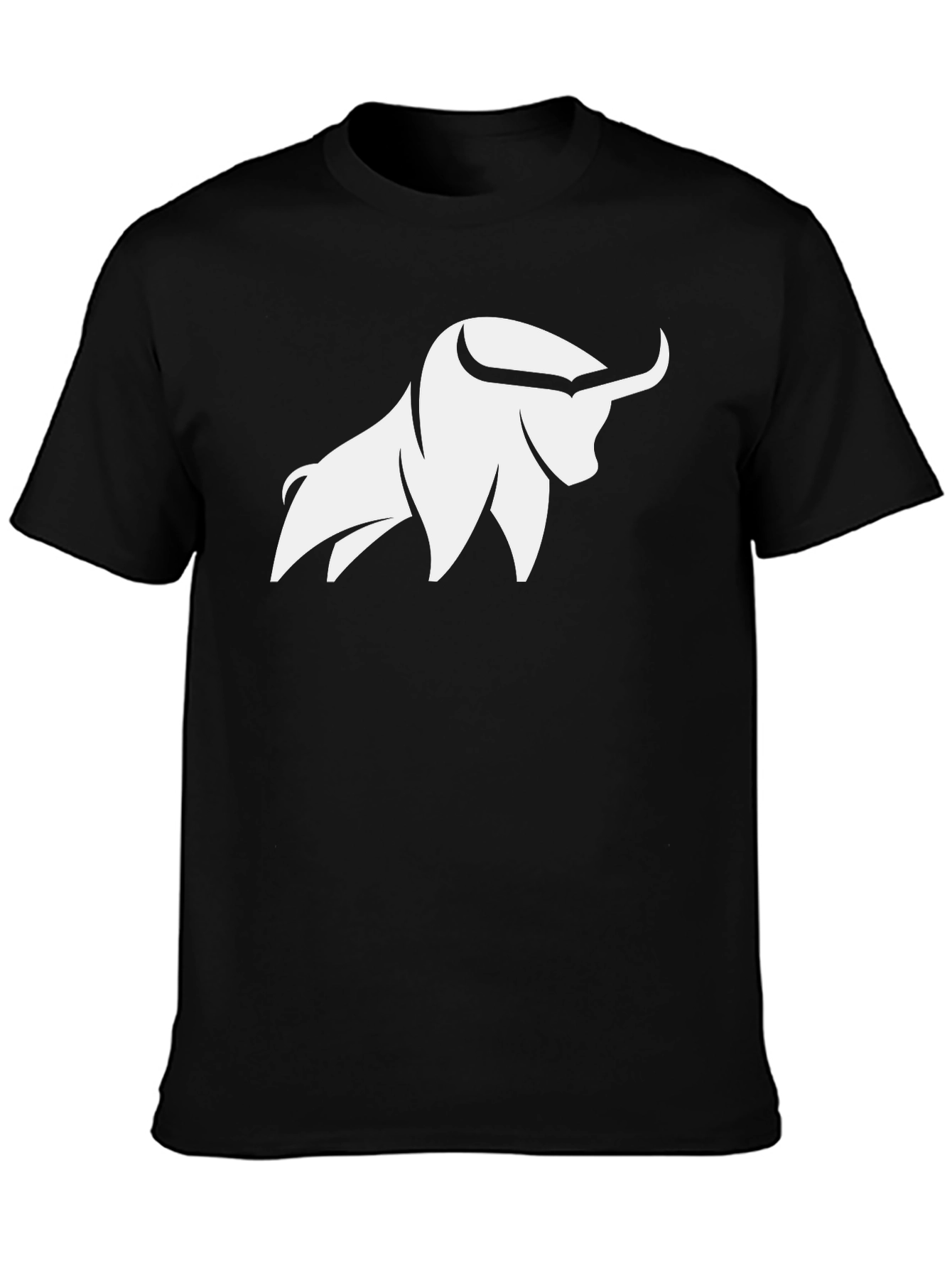 Black T-Shirt with White Bull Graphic