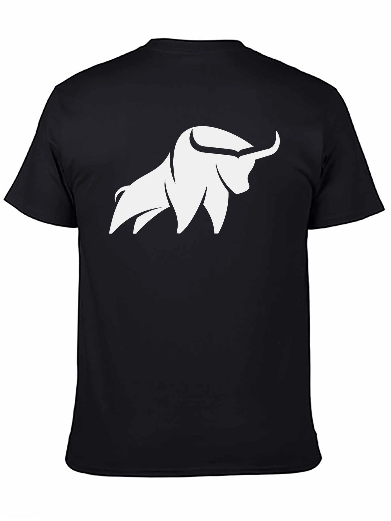 Black T-Shirt with White Bull Graphic