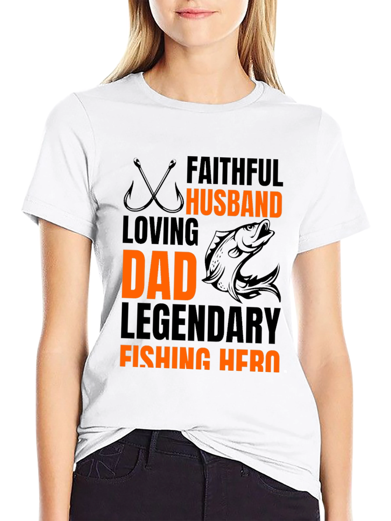 Faithful Husband Dad Fishing Hero Black T-Shirt