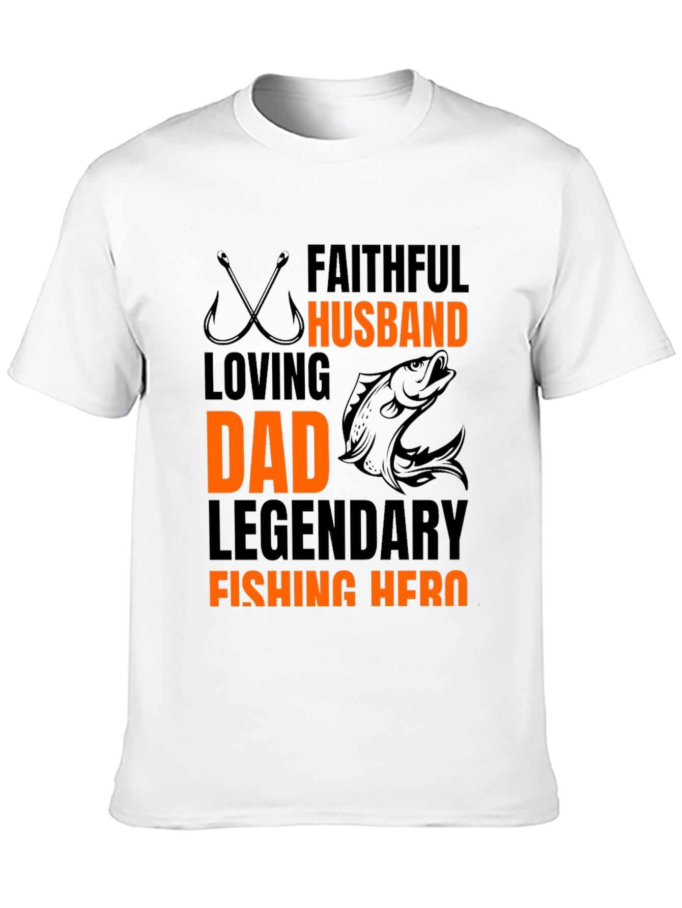 Faithful Husband Dad Fishing Hero Black T-Shirt