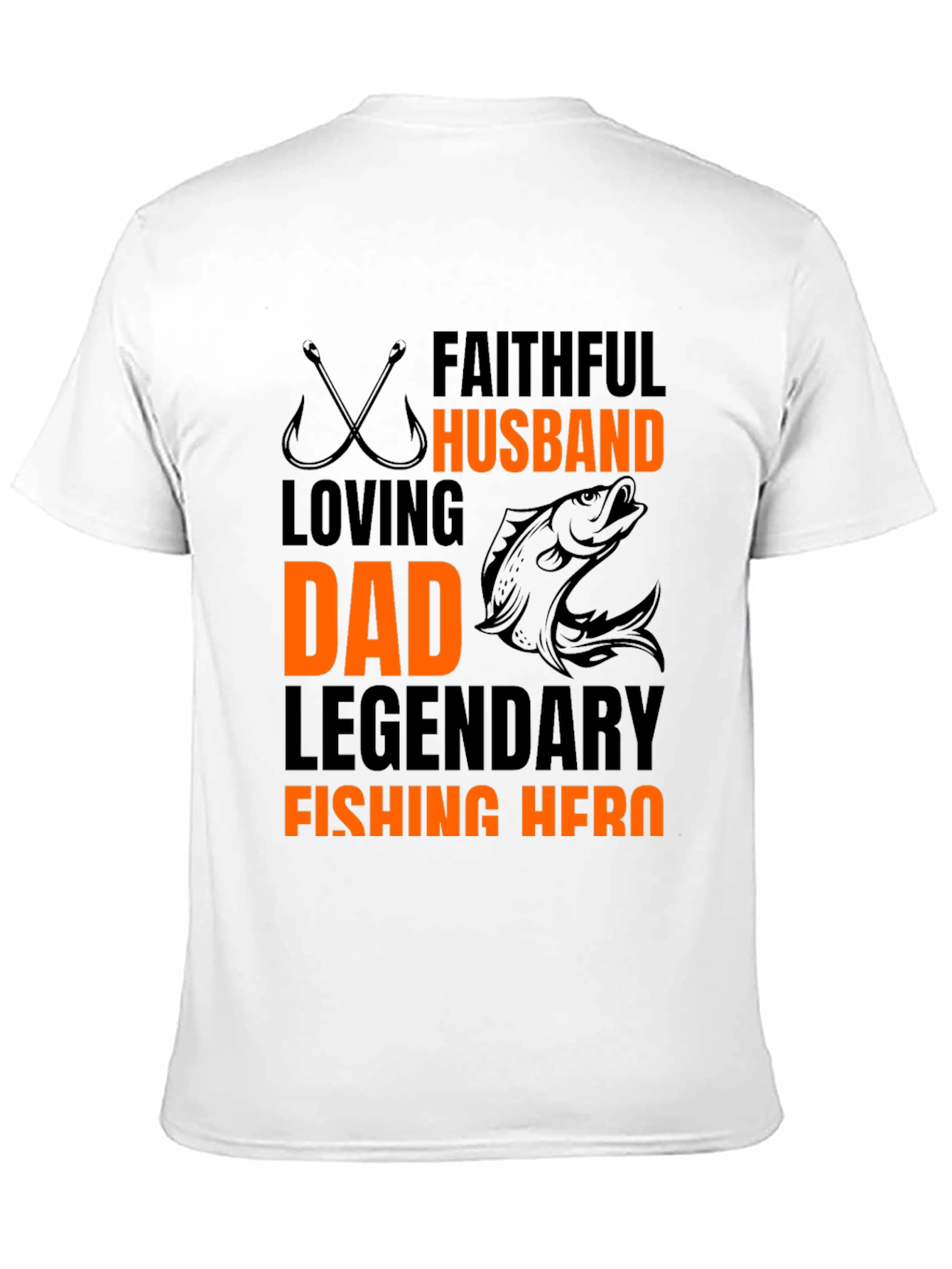 Faithful Husband Dad Fishing Hero Black T-Shirt