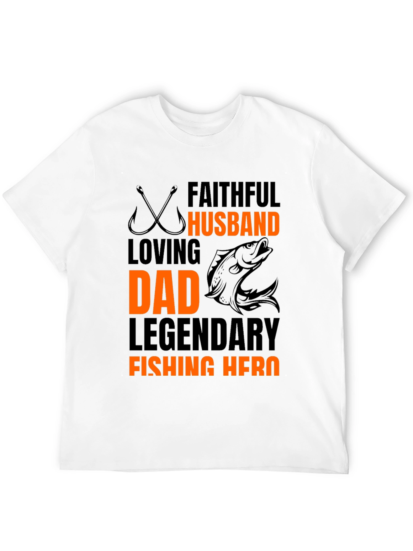 Faithful Husband Dad Fishing Hero Black T-Shirt