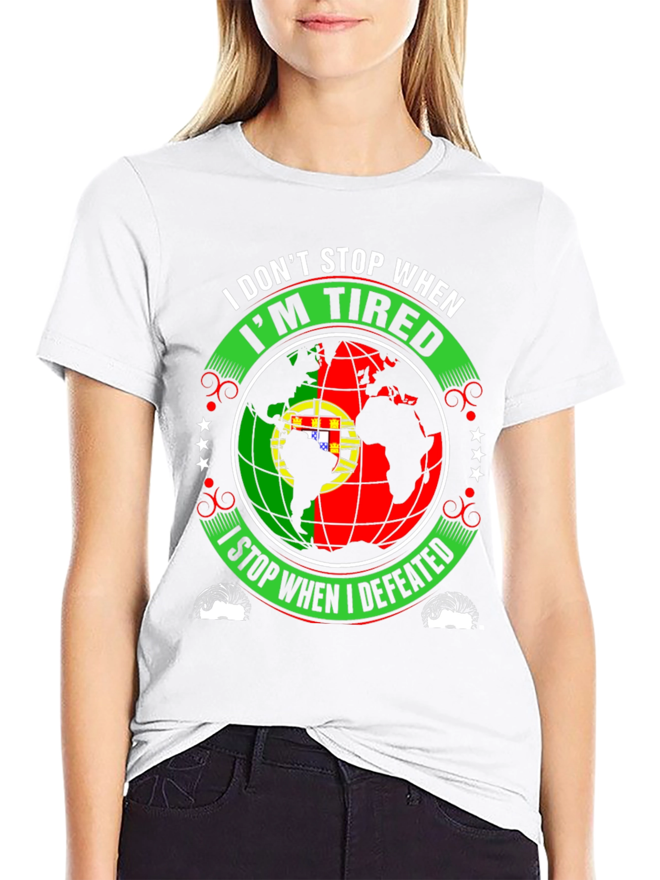 Portugal Flag Globe Motivational T-Shirt