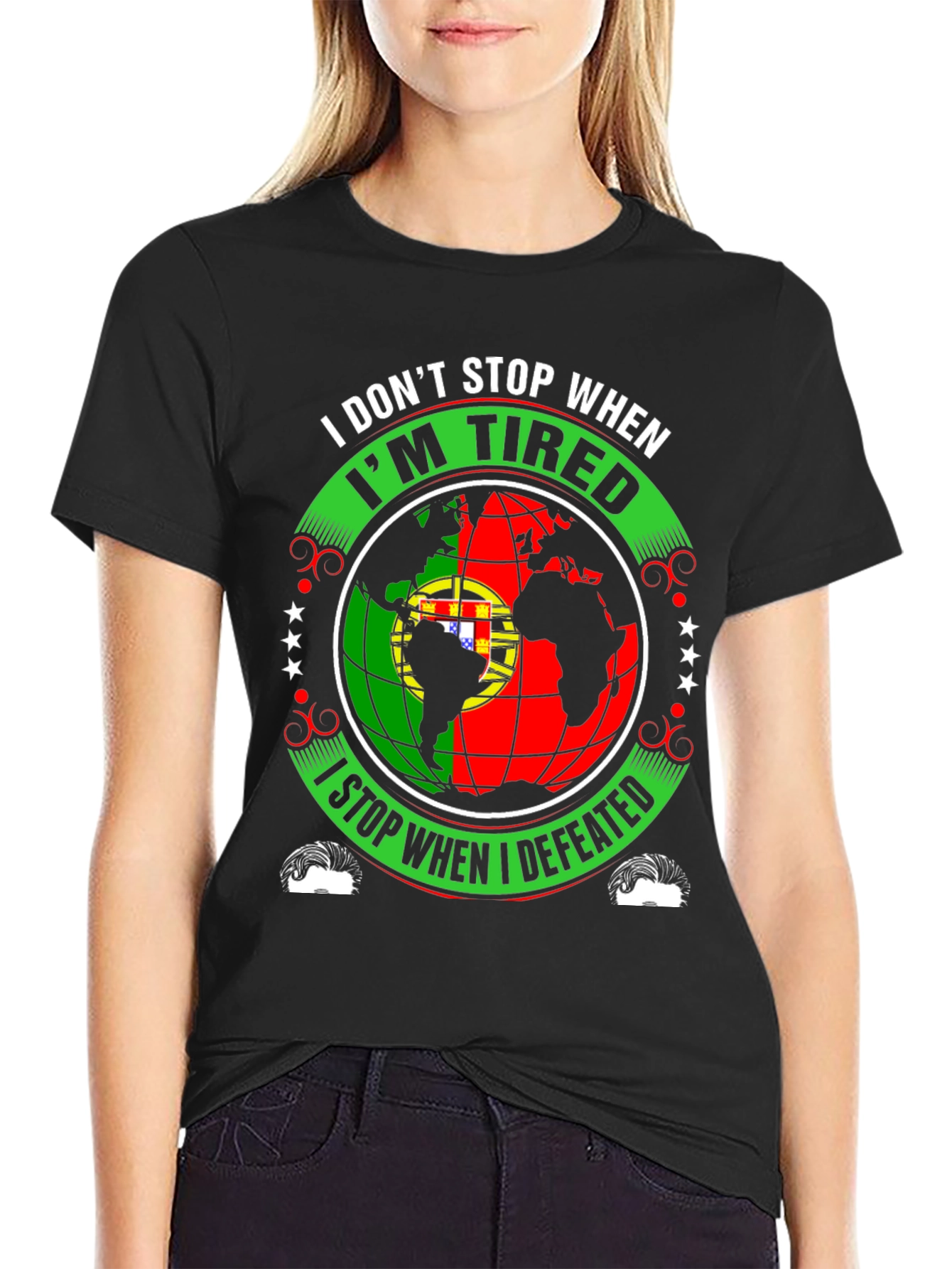 Portugal Flag Globe Motivational T-Shirt