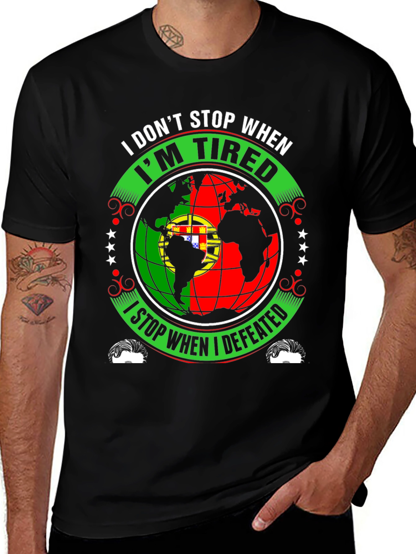 Portugal Flag Globe Motivational T-Shirt