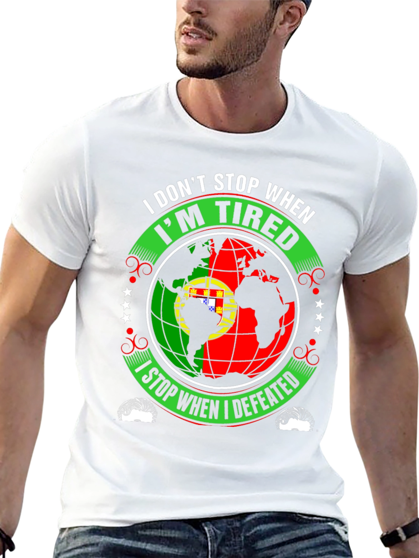 Portugal Flag Globe Motivational T-Shirt