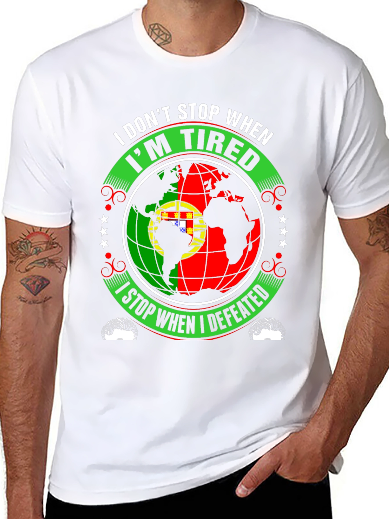 Portugal Flag Globe Motivational T-Shirt