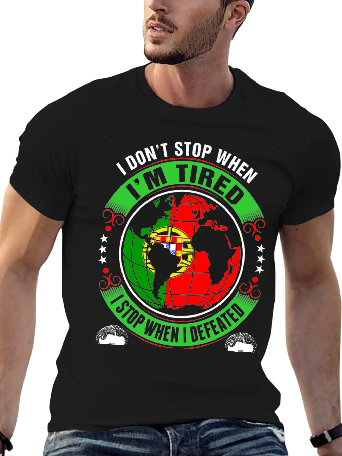 Portugal Flag Globe Motivational T-Shirt