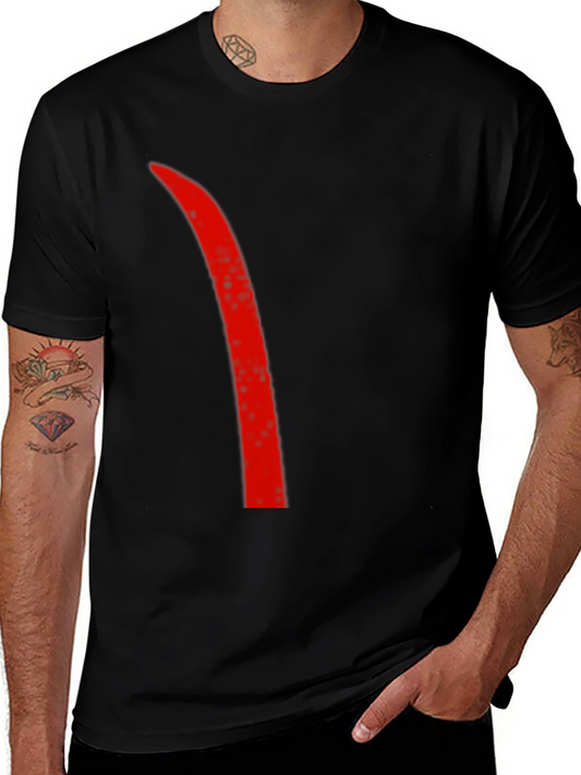 Mens Black T-Shirt with Red Accent Line