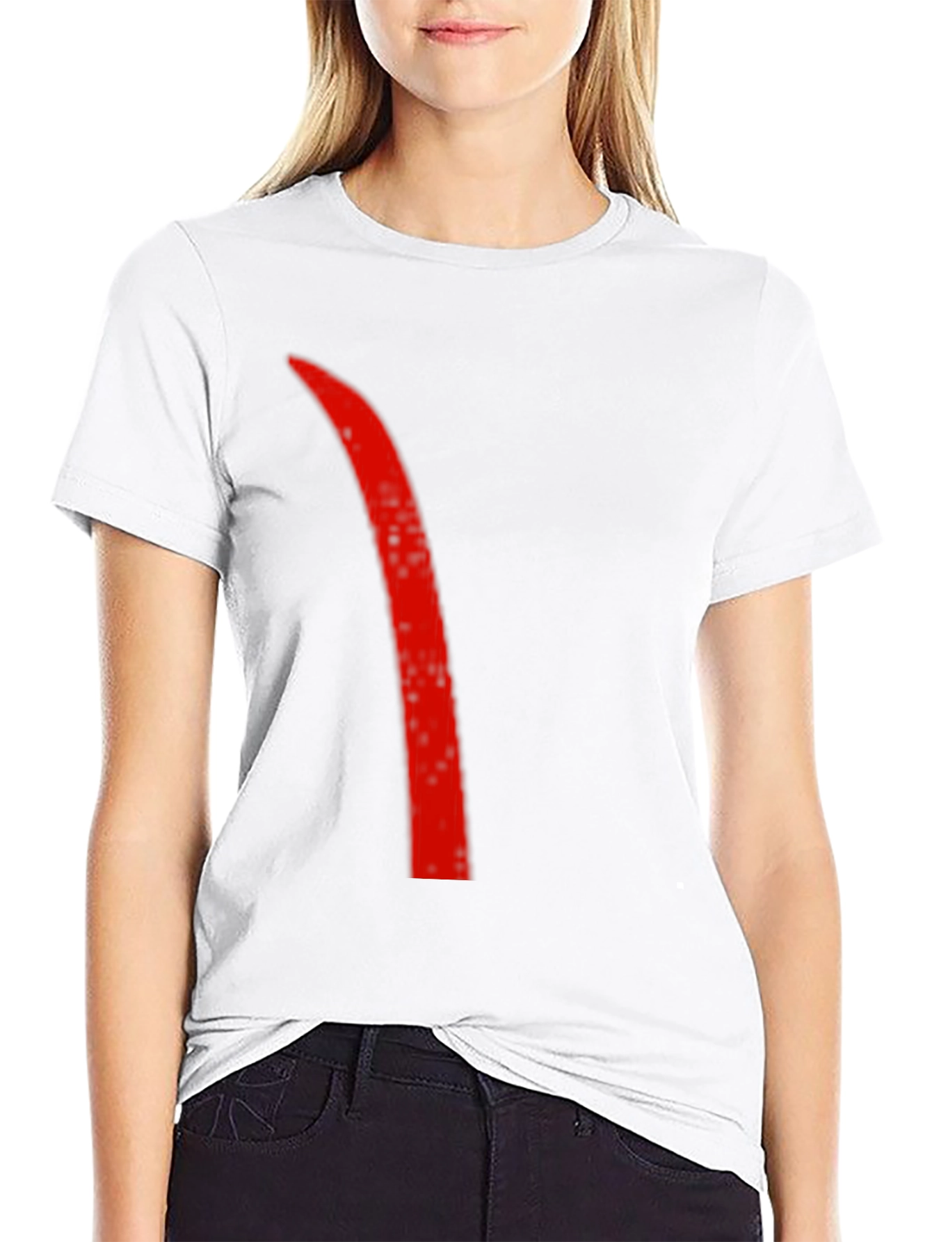 Mens Black T-Shirt with Red Accent Line