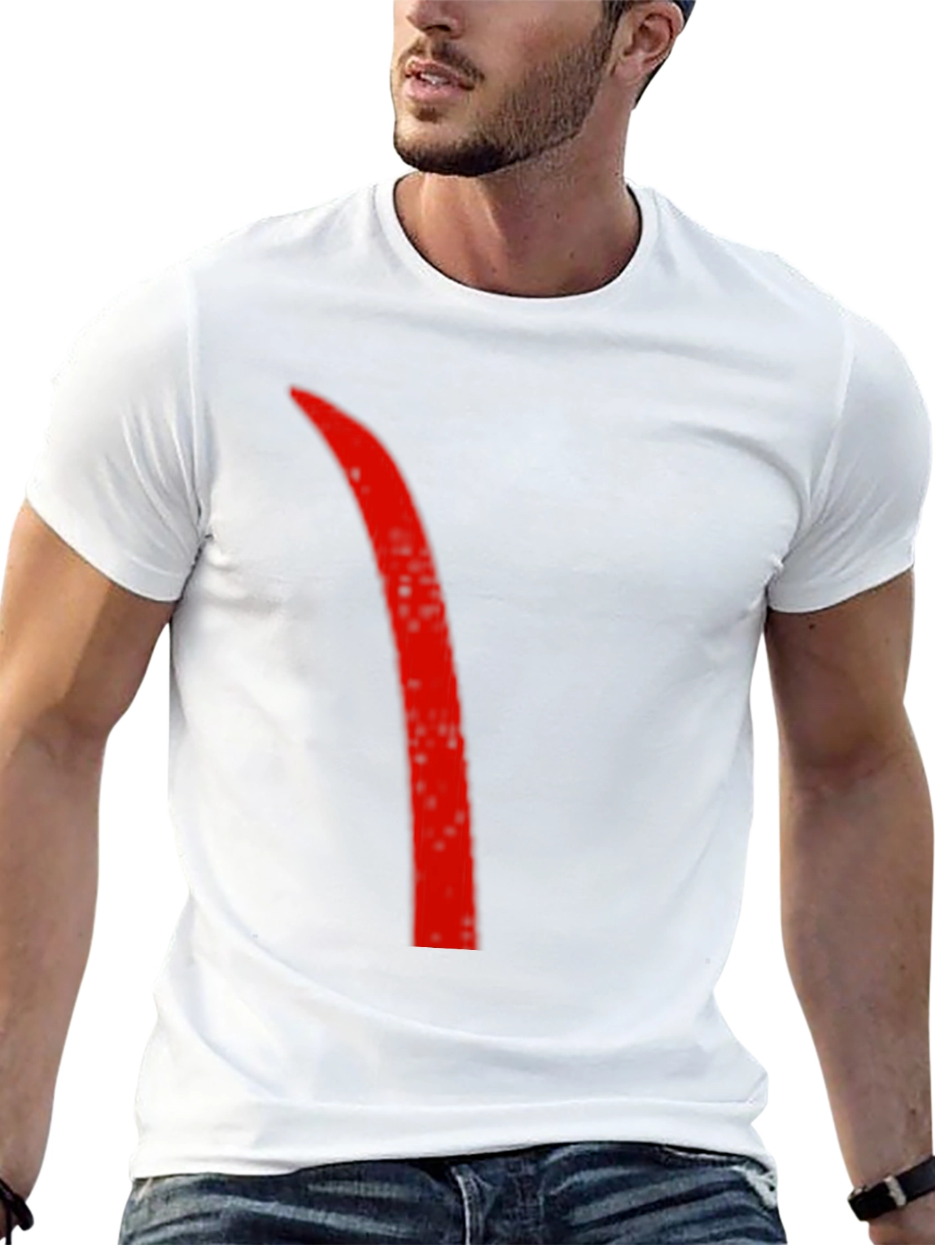 Mens Black T-Shirt with Red Accent Line
