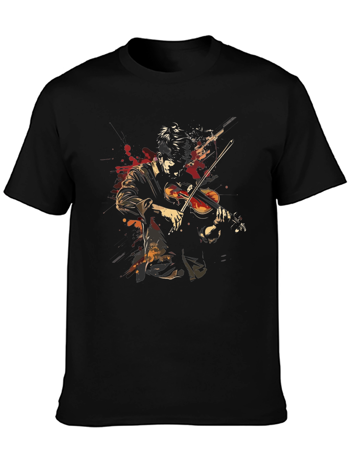 Violinist Graphic Print Black T-Shirt