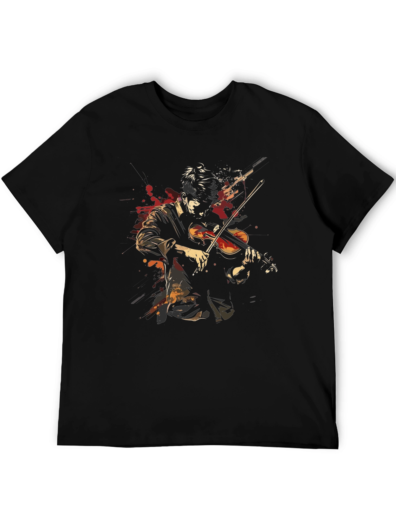 Violinist Graphic Print Black T-Shirt