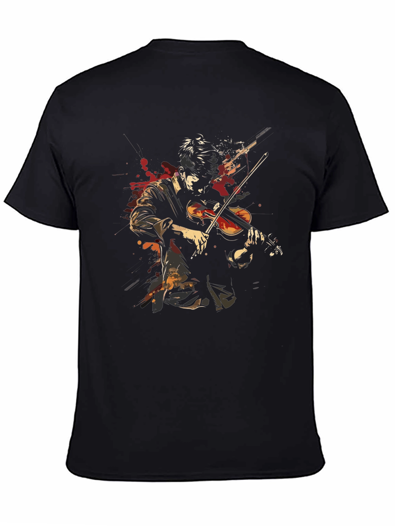 Violinist Graphic Print Black T-Shirt