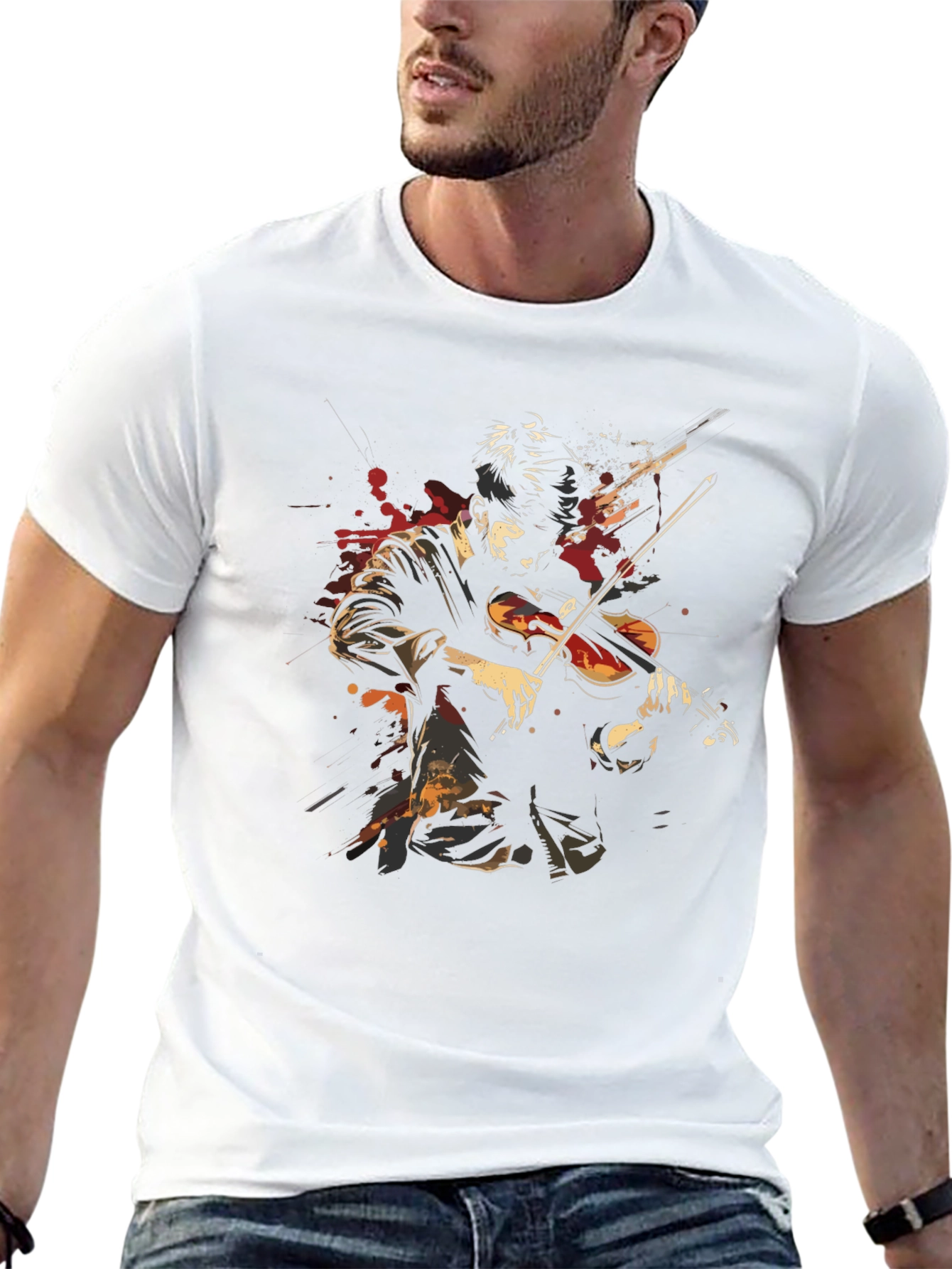 Violinist Graphic Print Black T-Shirt