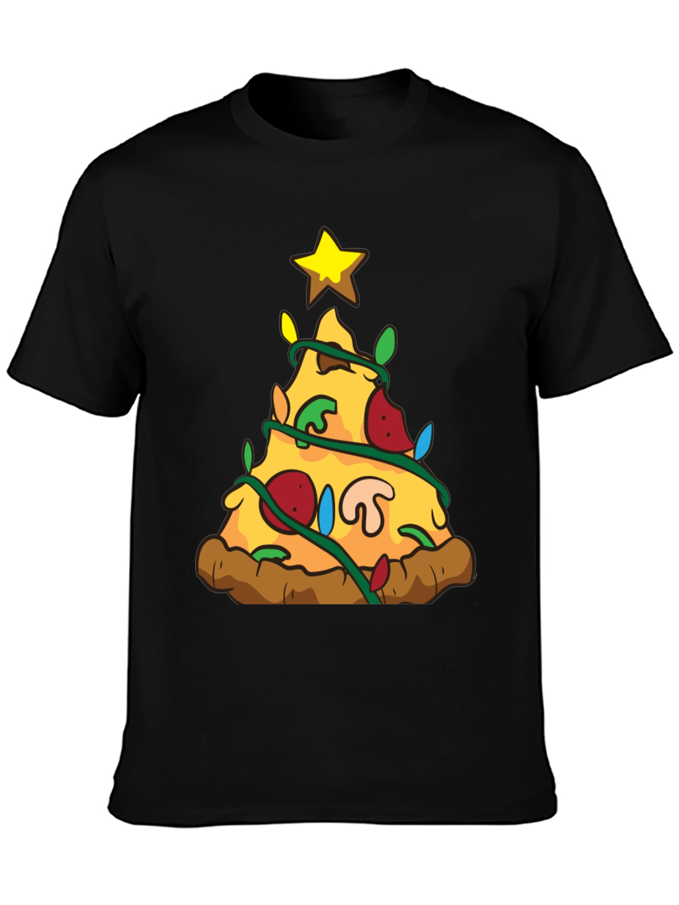 Pizza Christmas Tree Graphic T-Shirt