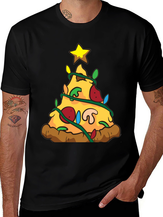 Pizza Christmas Tree Graphic T-Shirt