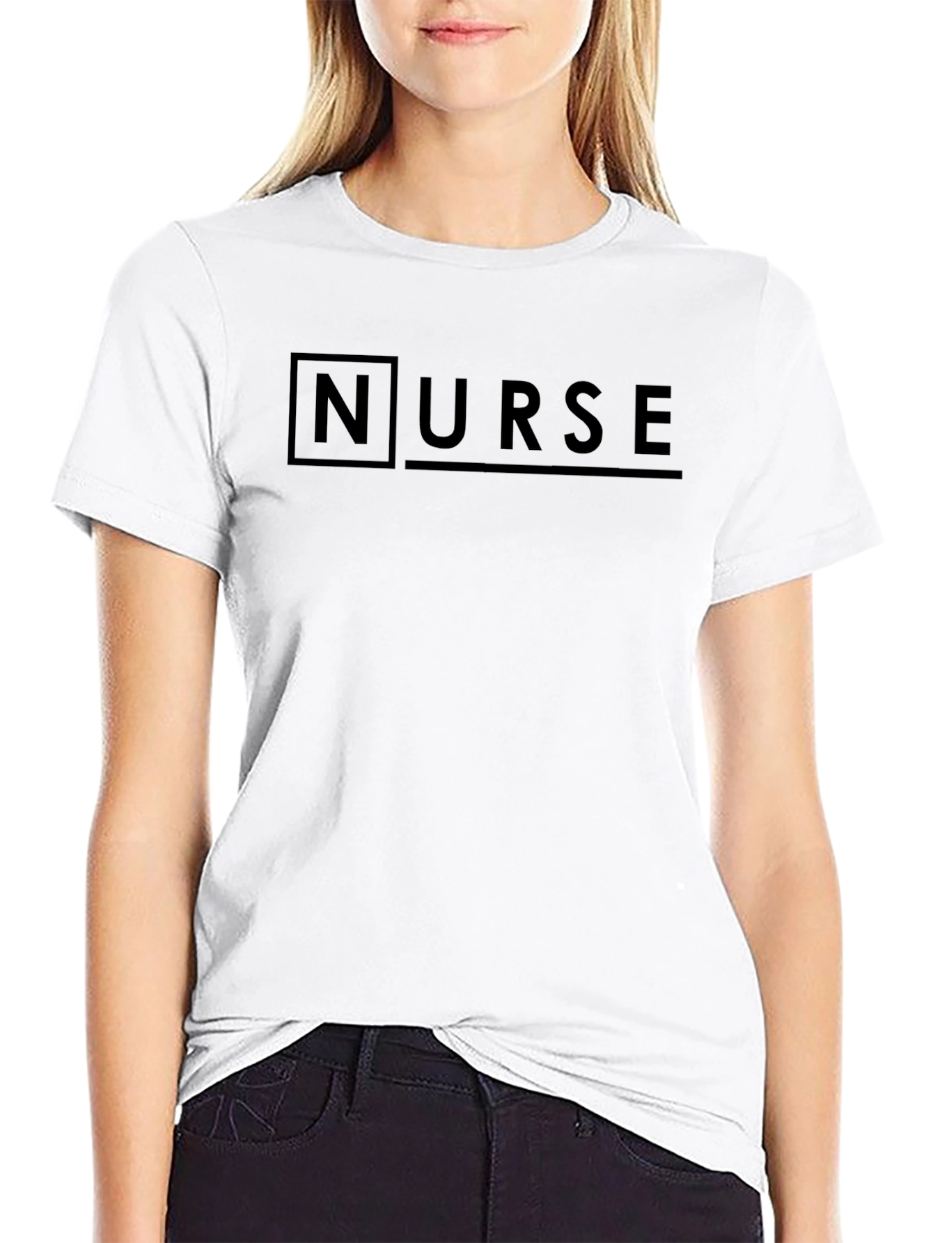 Nurse Graphic Print Crew Neck T-Shirt