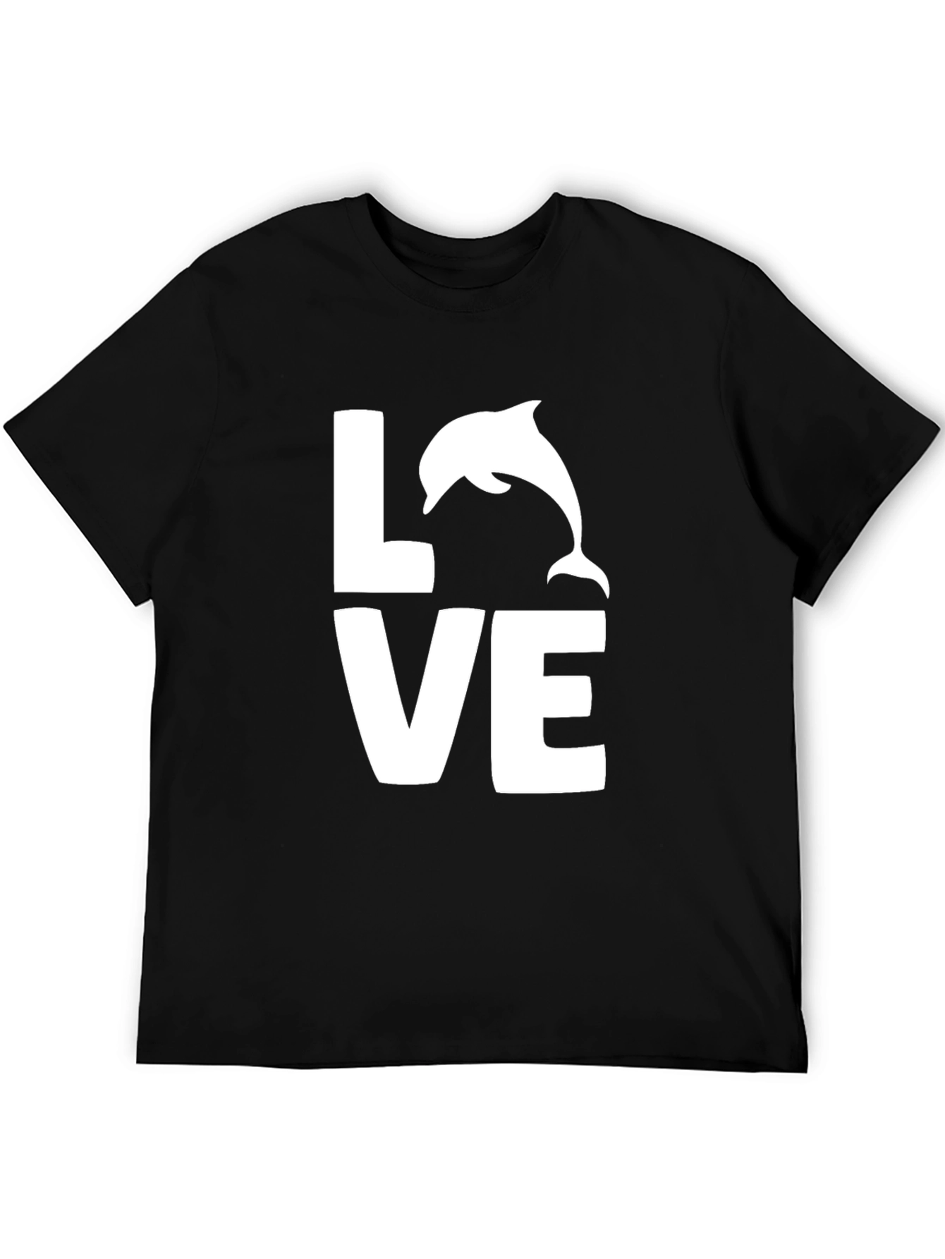 Love Dolphin Graphic Tee - Black Cotton T-Shirt