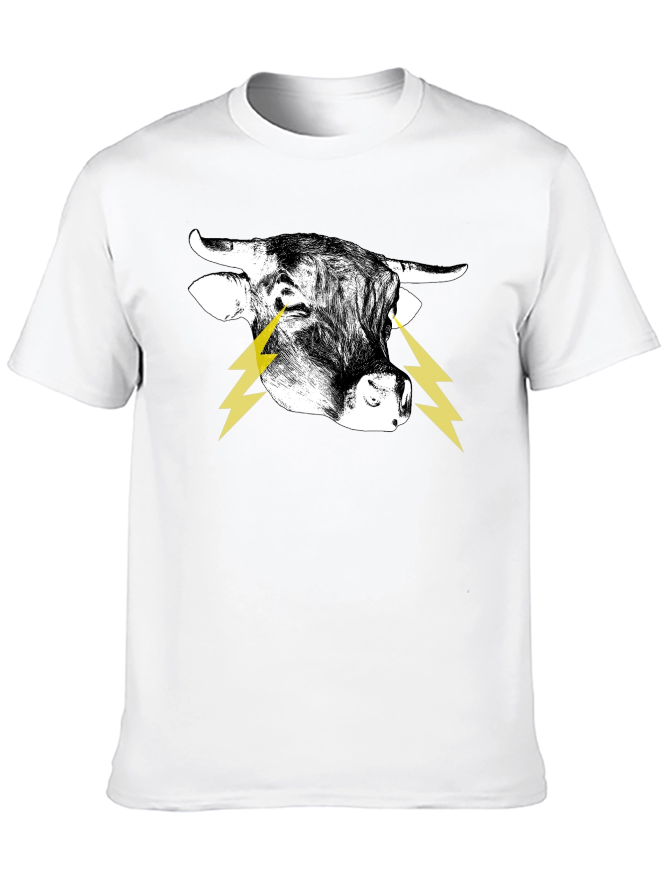 Bull with Lightning Eyes Graphic Black Tee