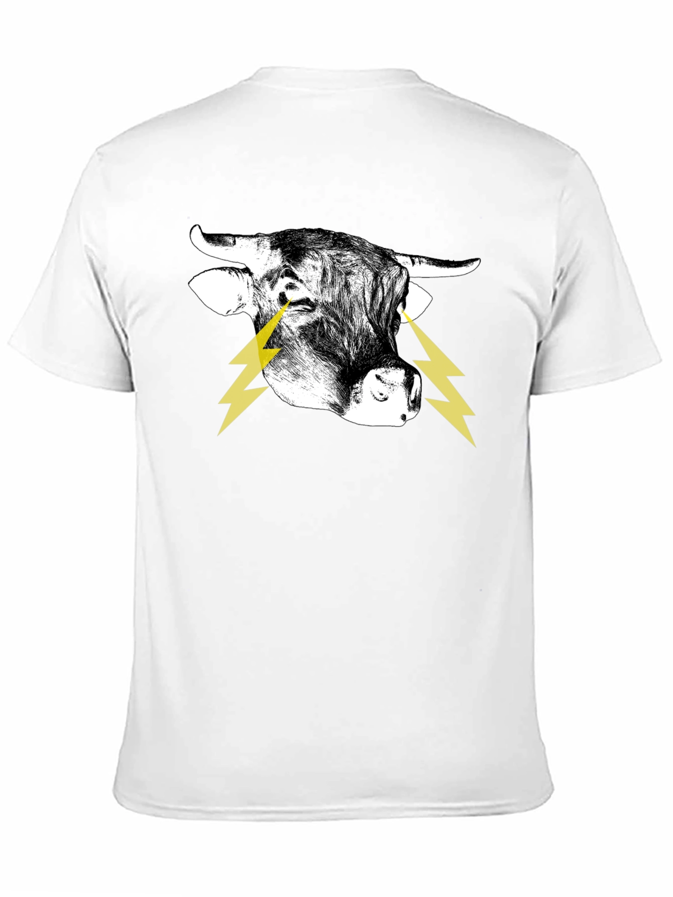 Bull with Lightning Eyes Graphic Black Tee