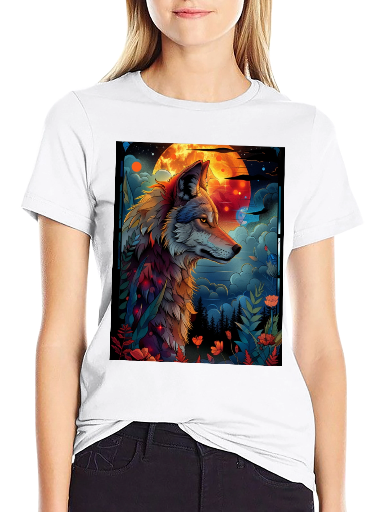 Wolf Moon Graphic Tee - Unique Design
