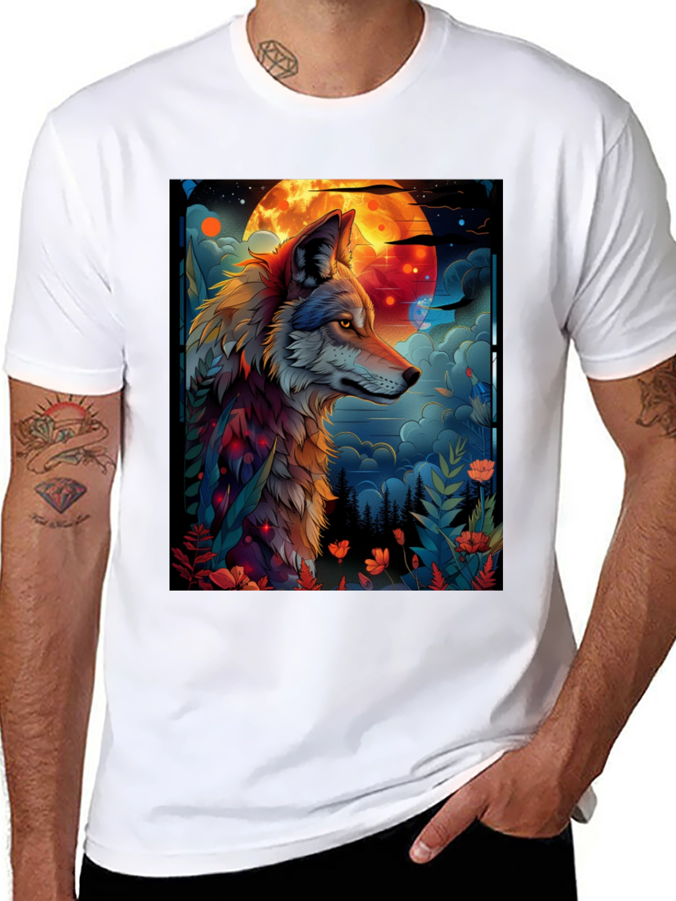 Wolf Moon Graphic Tee - Unique Design