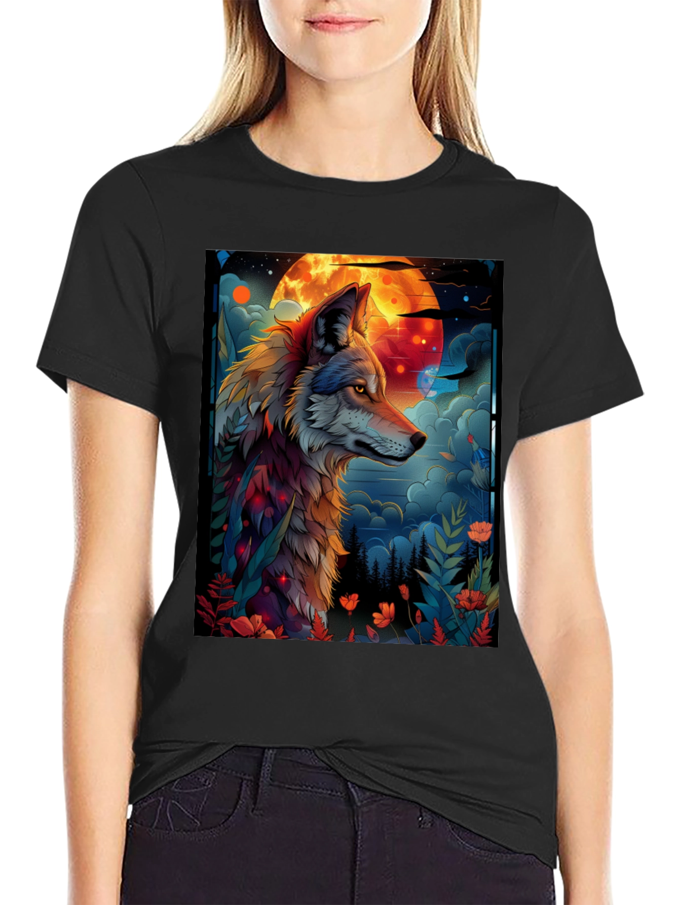 Wolf Moon Graphic Tee - Unique Design