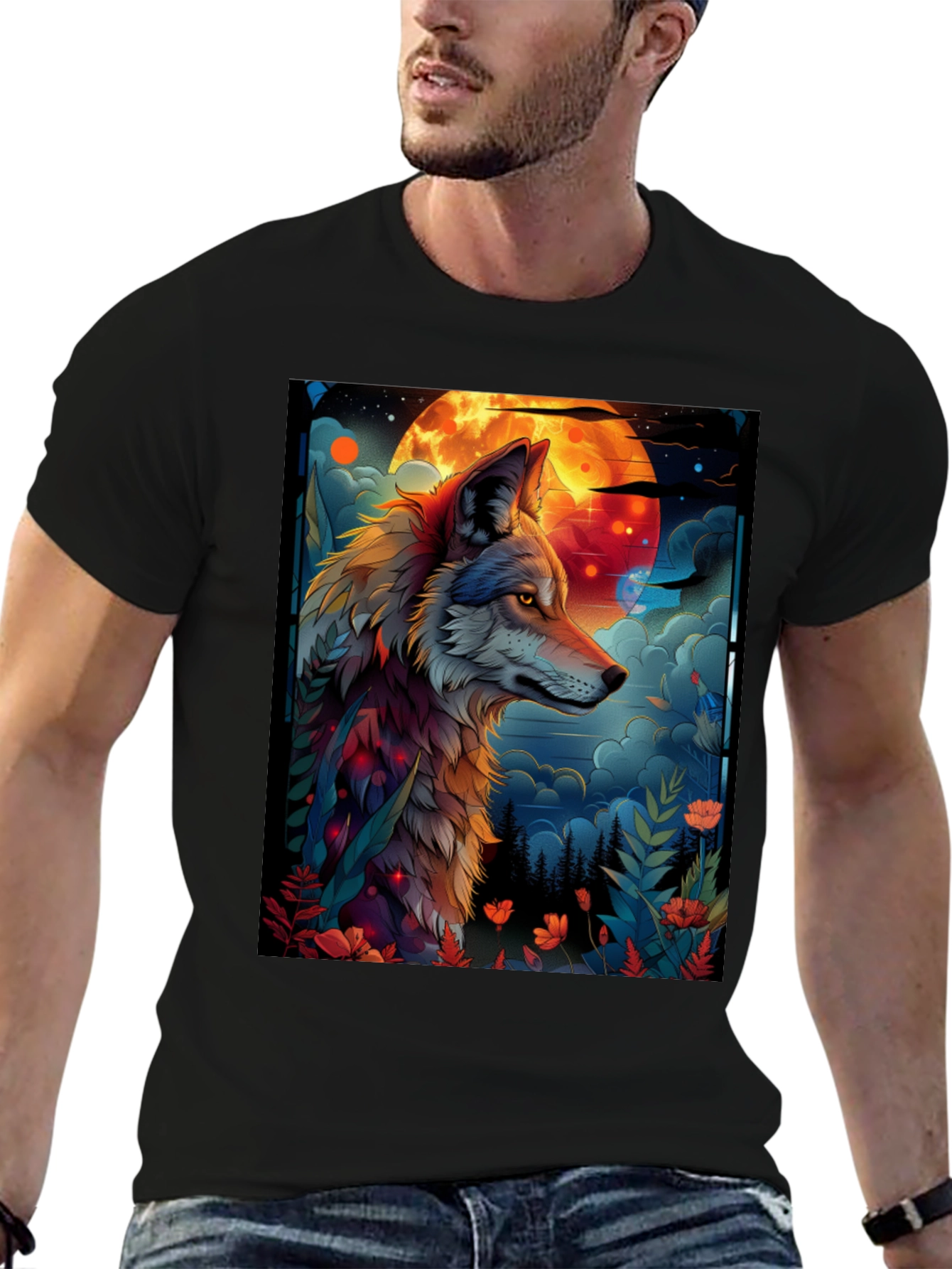 Wolf Moon Graphic Tee - Unique Design