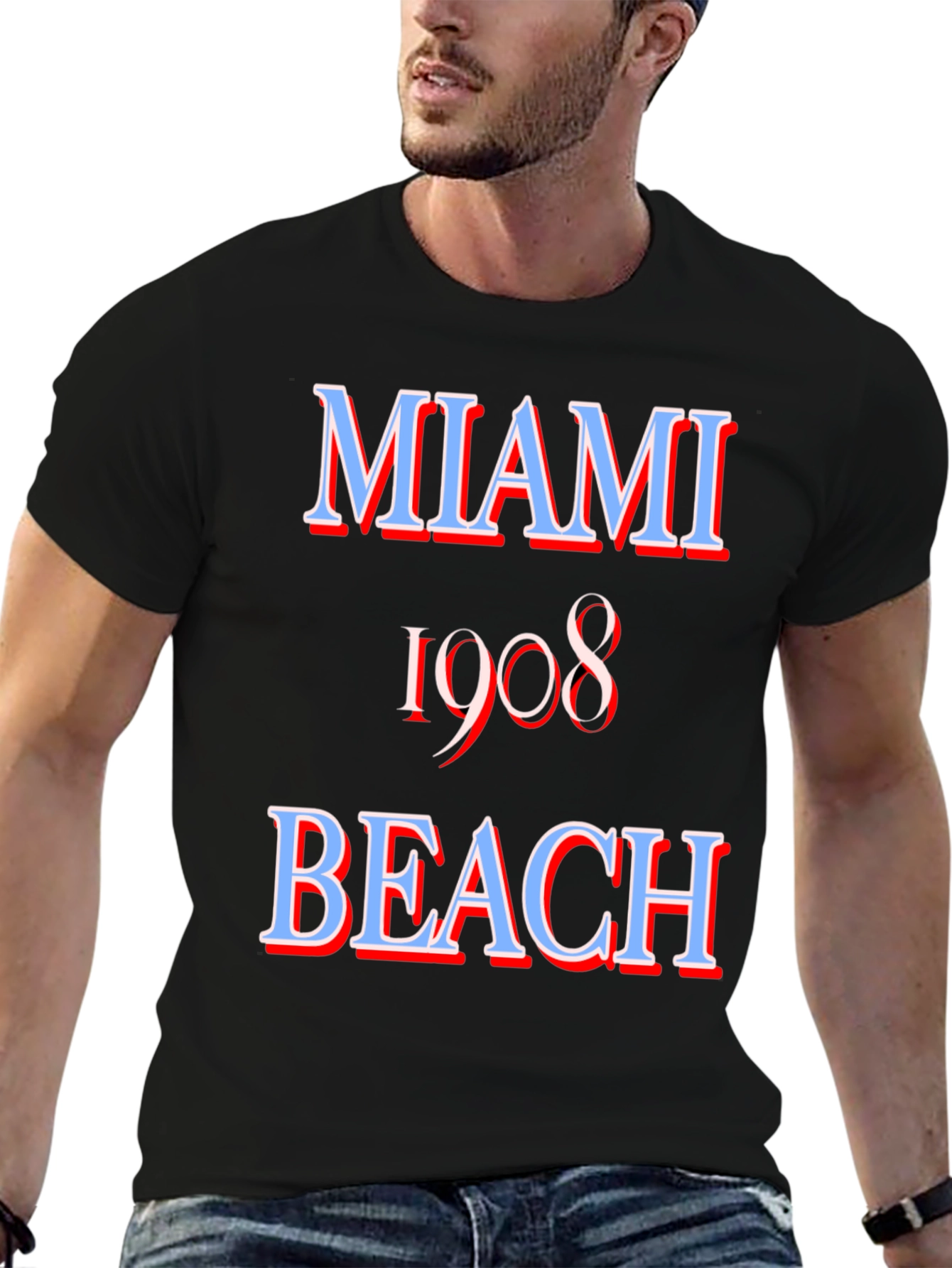Miami Beach 1908 Graphic Tee - Retro Style