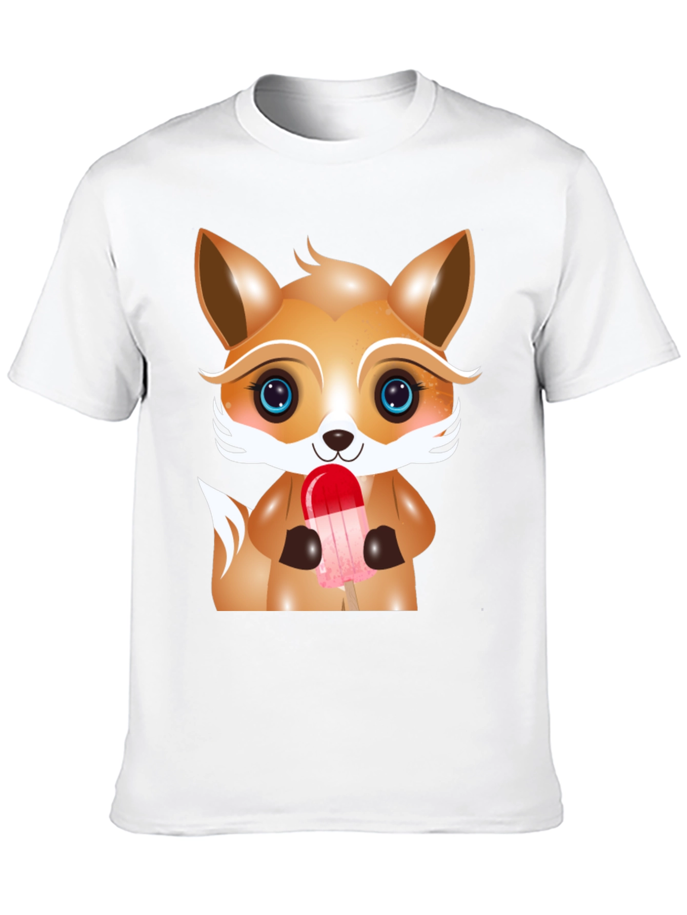 Cute Cartoon Fox Ice Cream Graphic Tee