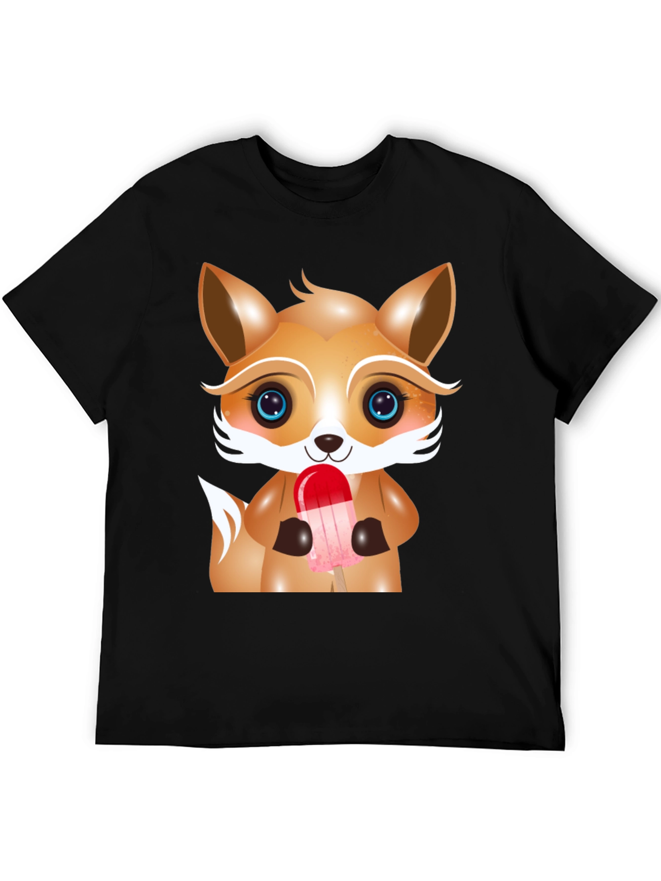 Cute Cartoon Fox Ice Cream Graphic Tee