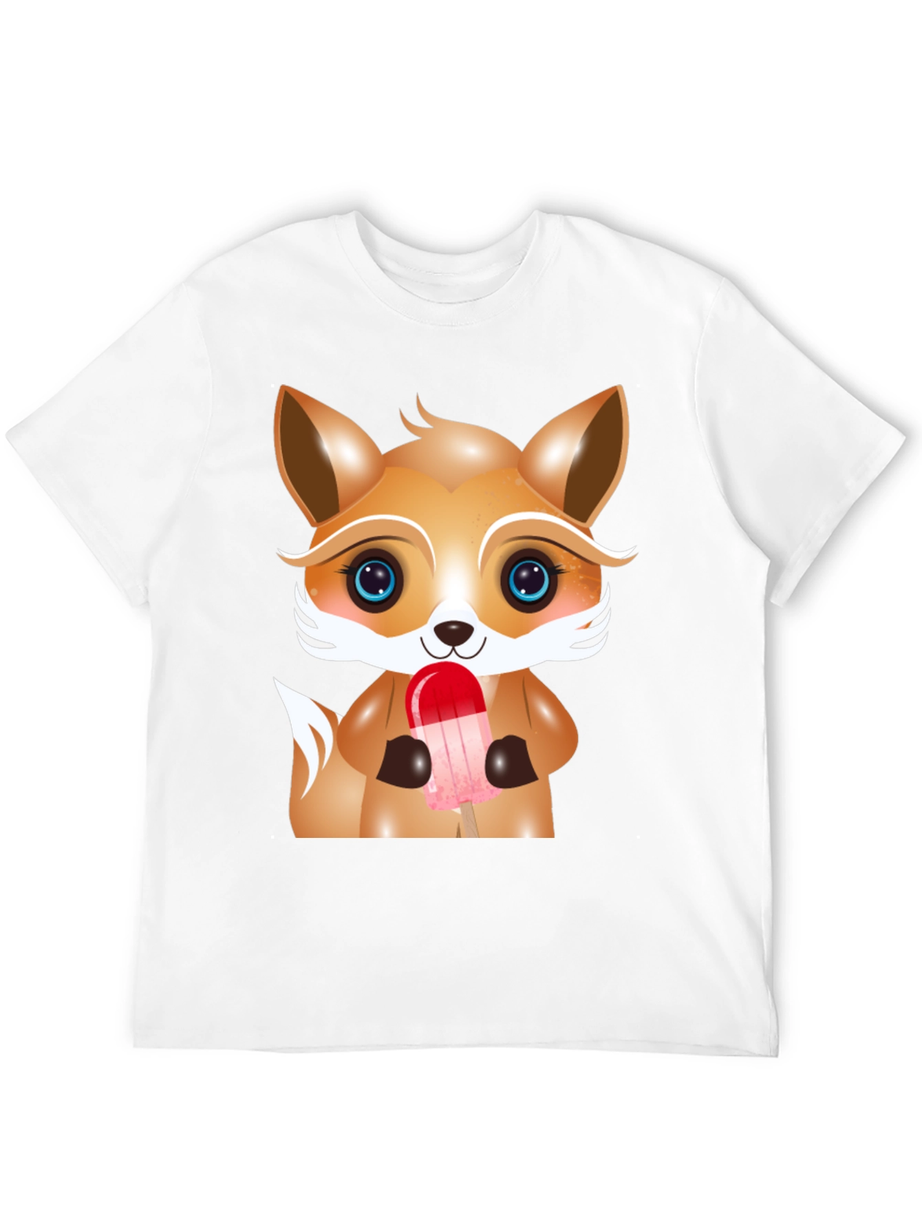 Cute Cartoon Fox Ice Cream Graphic Tee