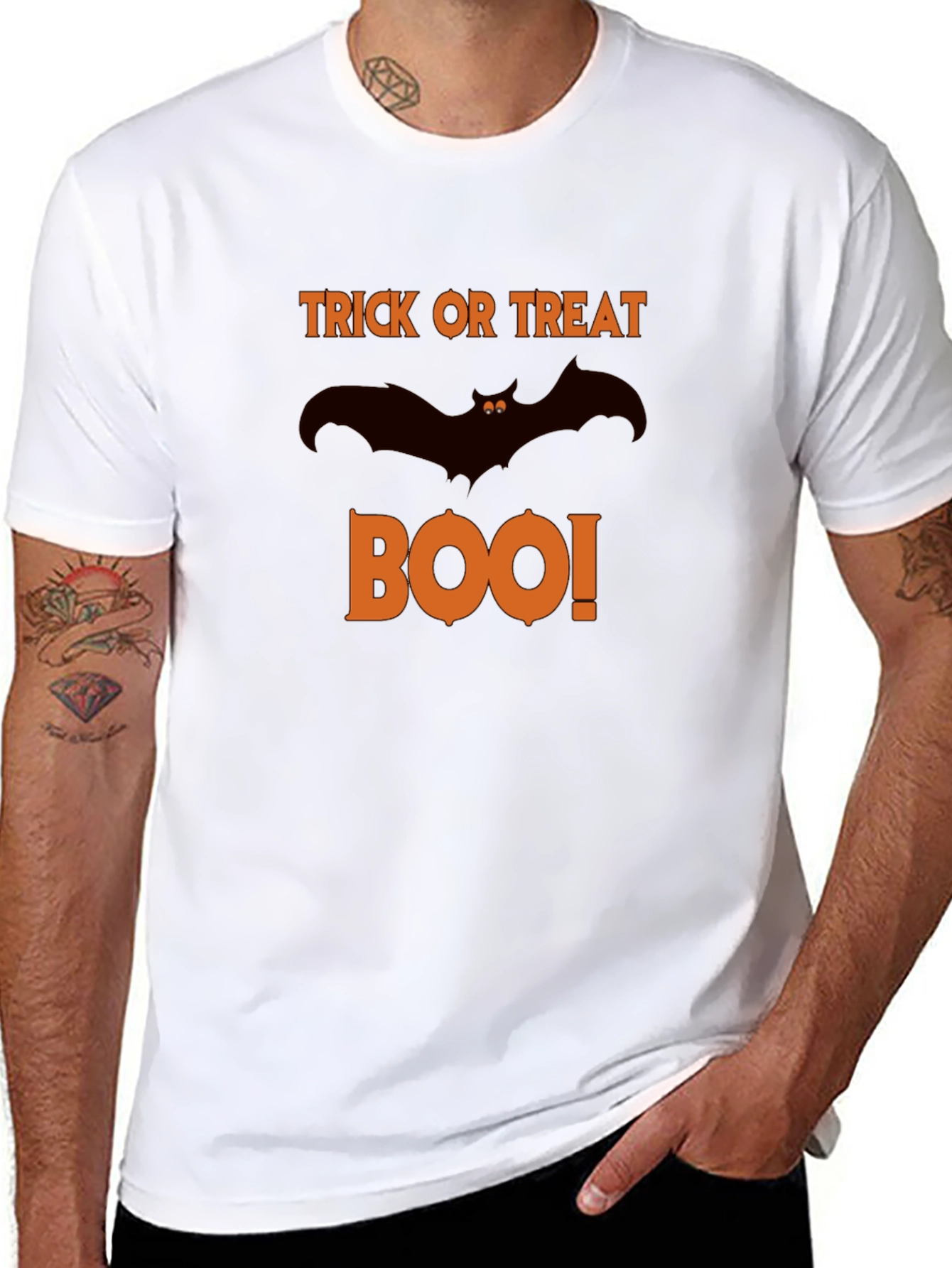 Halloween Trick or Treat Boo Bat Graphic T-Shirt