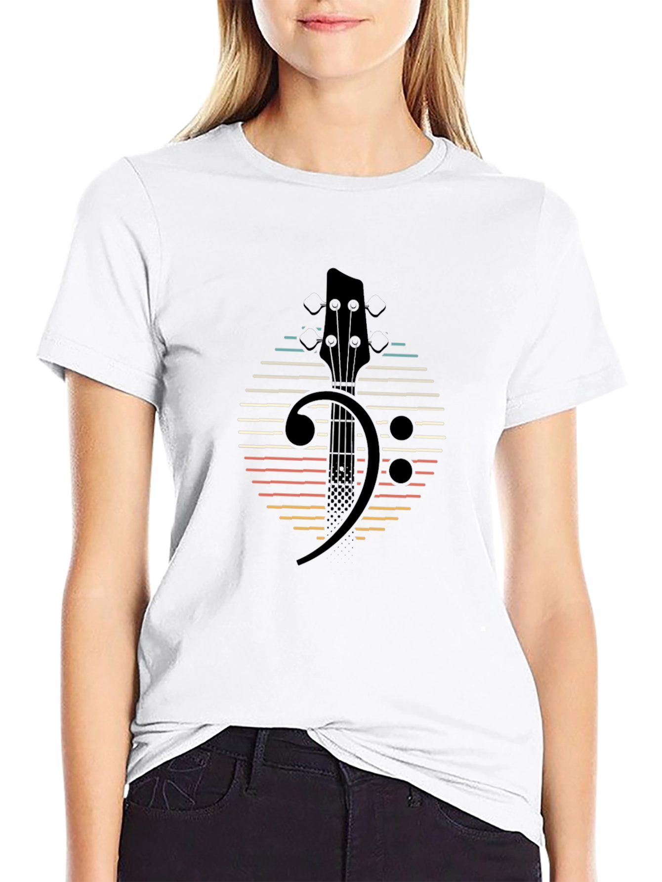 Bass Clef Guitar Retro Style T-Shirt