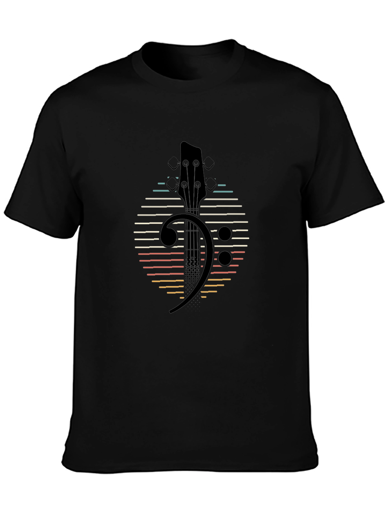 Bass Clef Guitar Retro Style T-Shirt