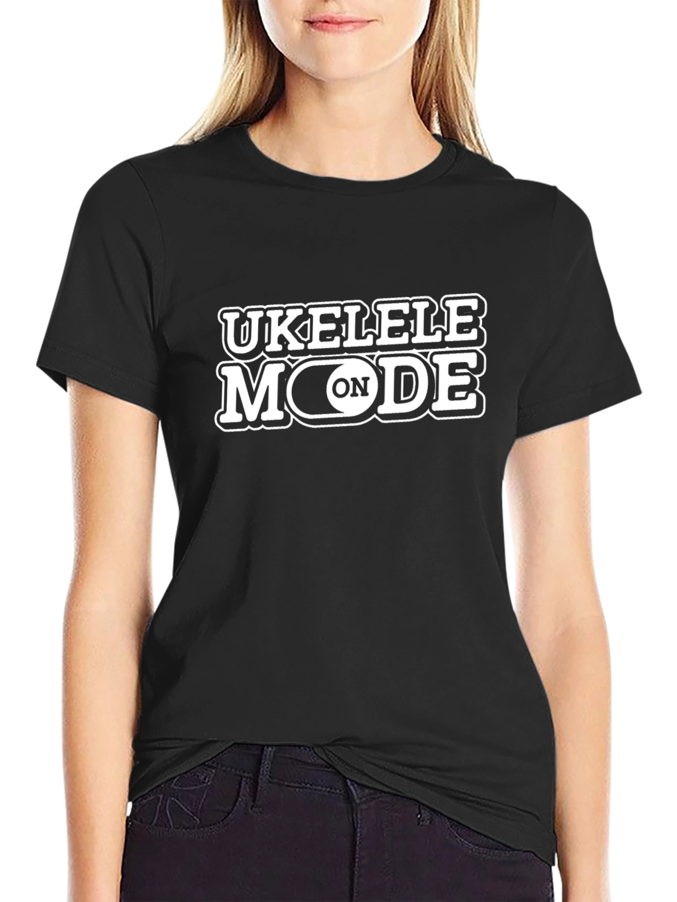 Ukelele Mode On Black T-Shirt