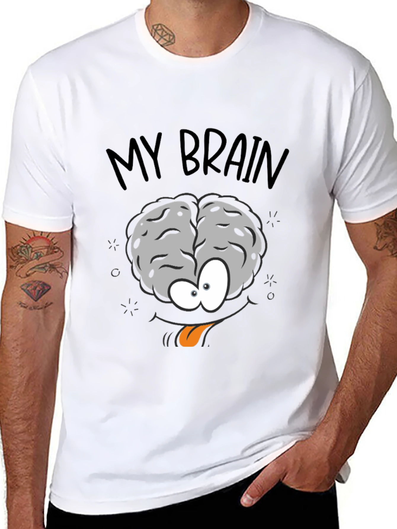 My Brain Graphic Print Crew Neck T-Shirt