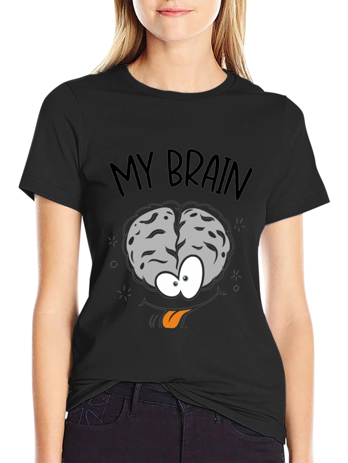 My Brain Graphic Print Crew Neck T-Shirt