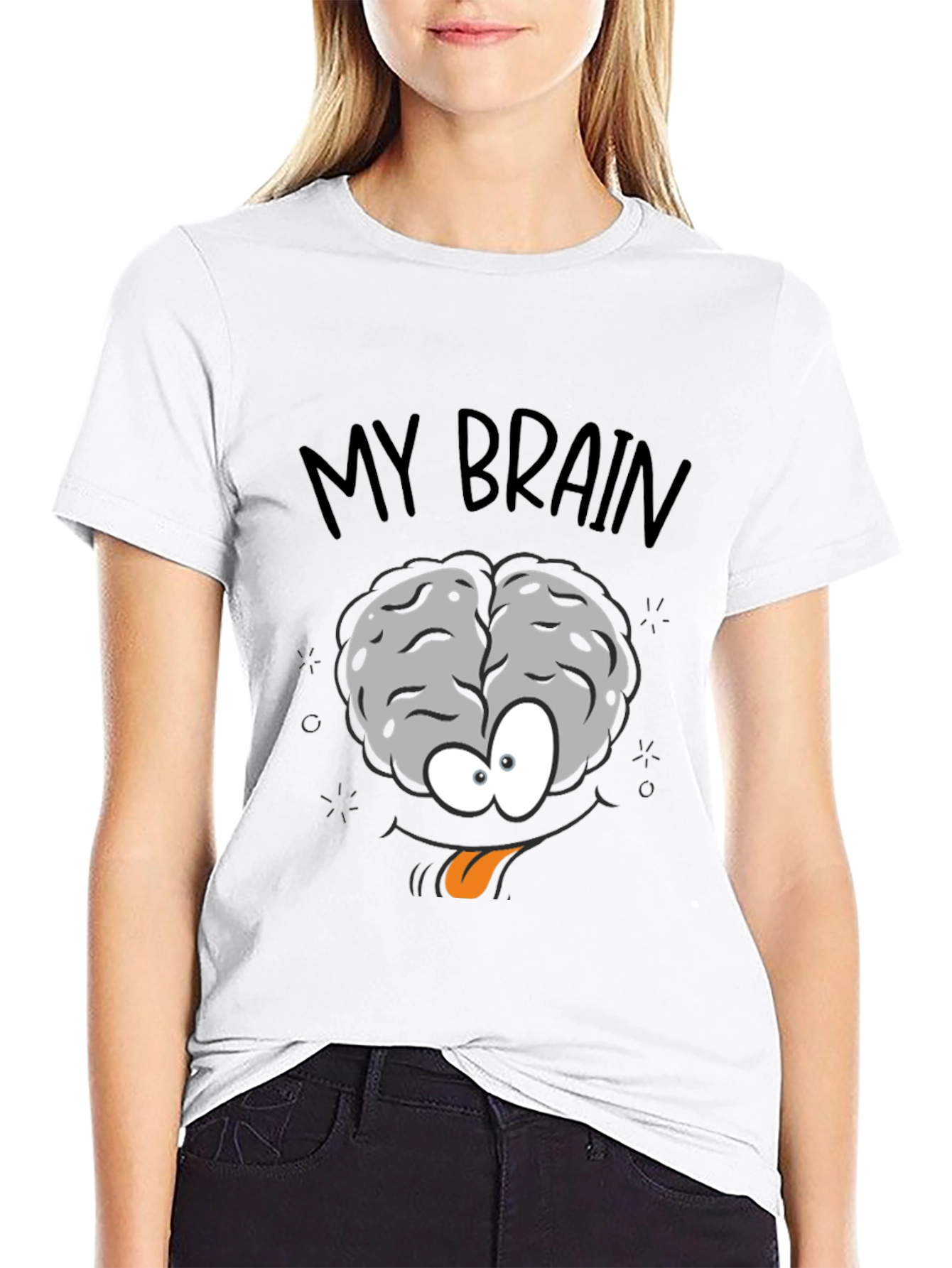 My Brain Graphic Print Crew Neck T-Shirt