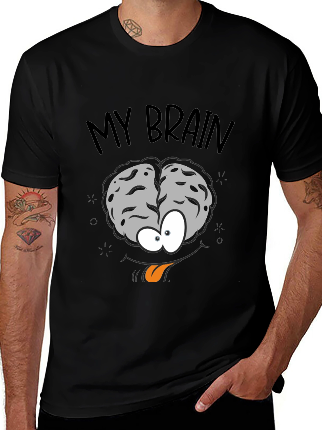 My Brain Graphic Print Crew Neck T-Shirt