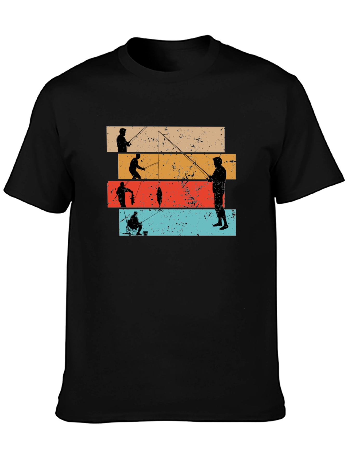 Retro Fishing Silhouette Graphic T-Shirt