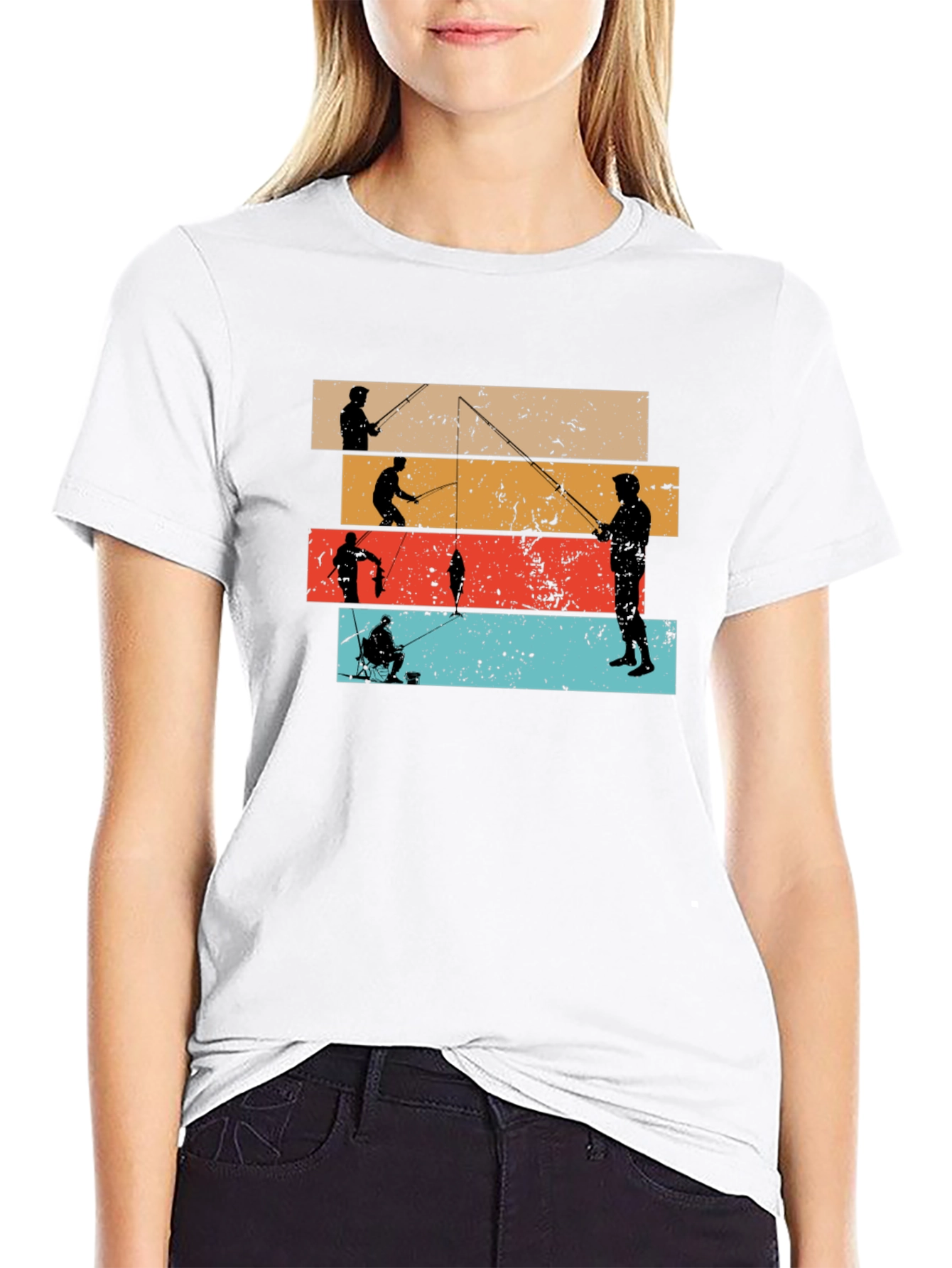 Retro Fishing Silhouette Graphic T-Shirt