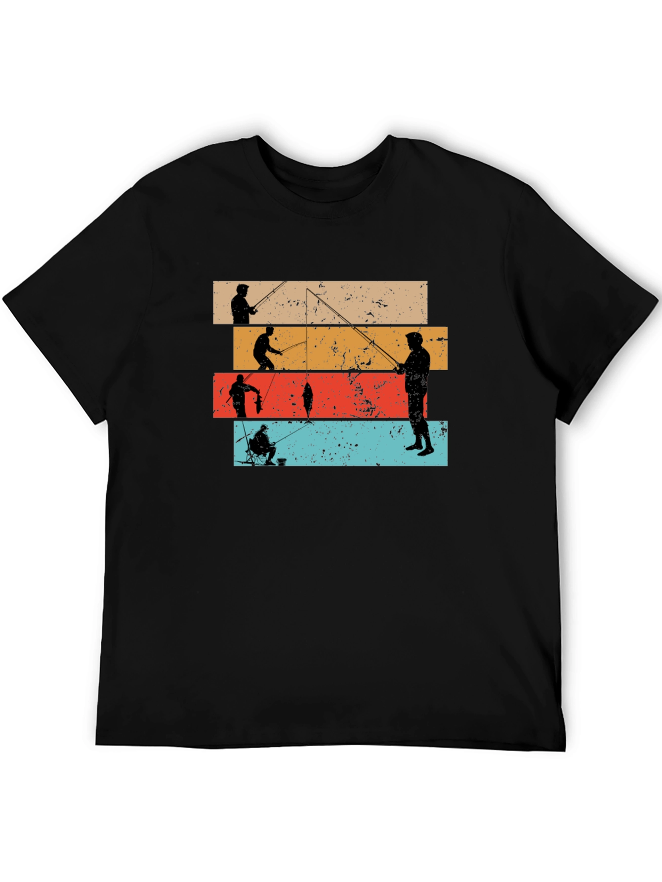 Retro Fishing Silhouette Graphic T-Shirt