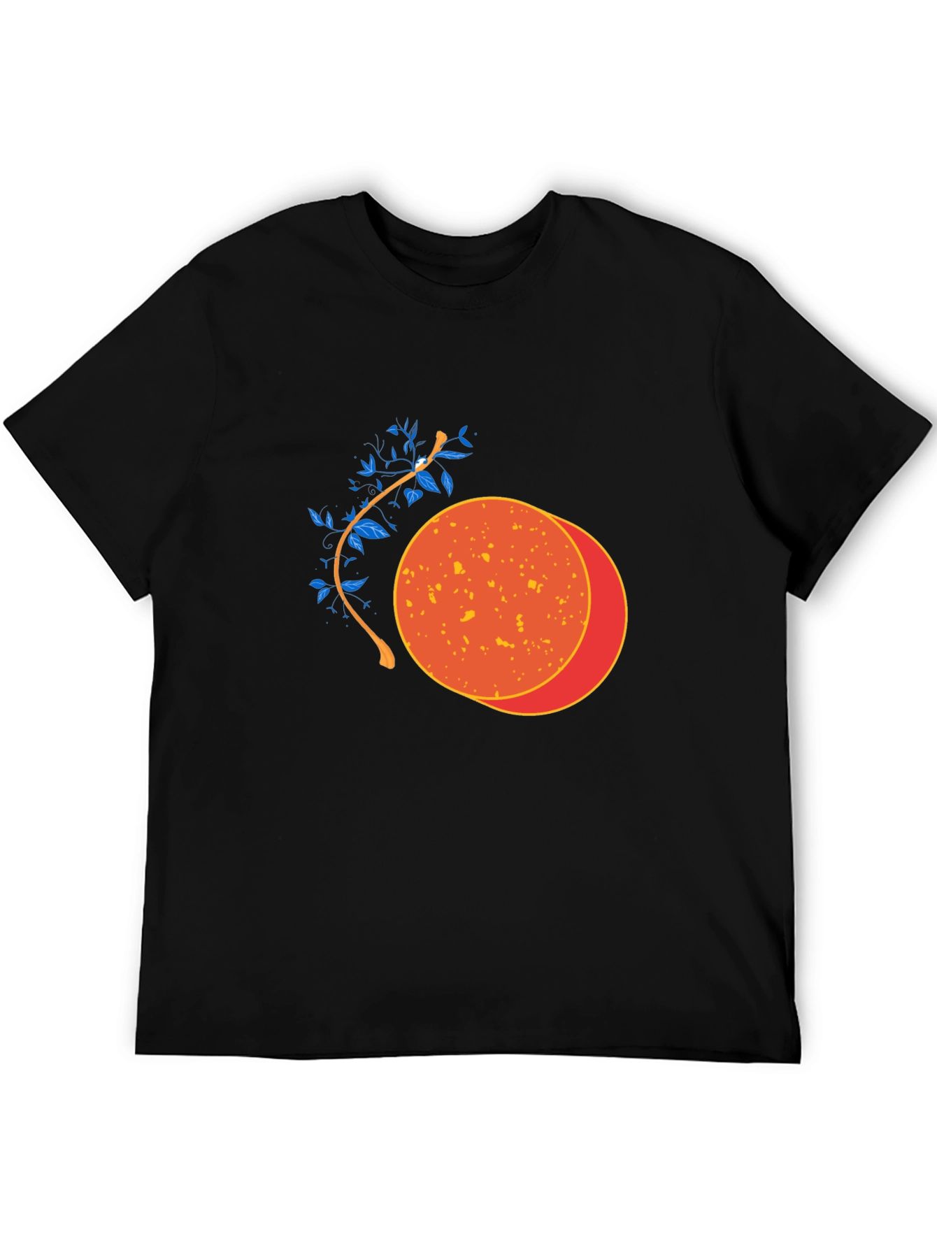 Black Tee with Orange Solar Design