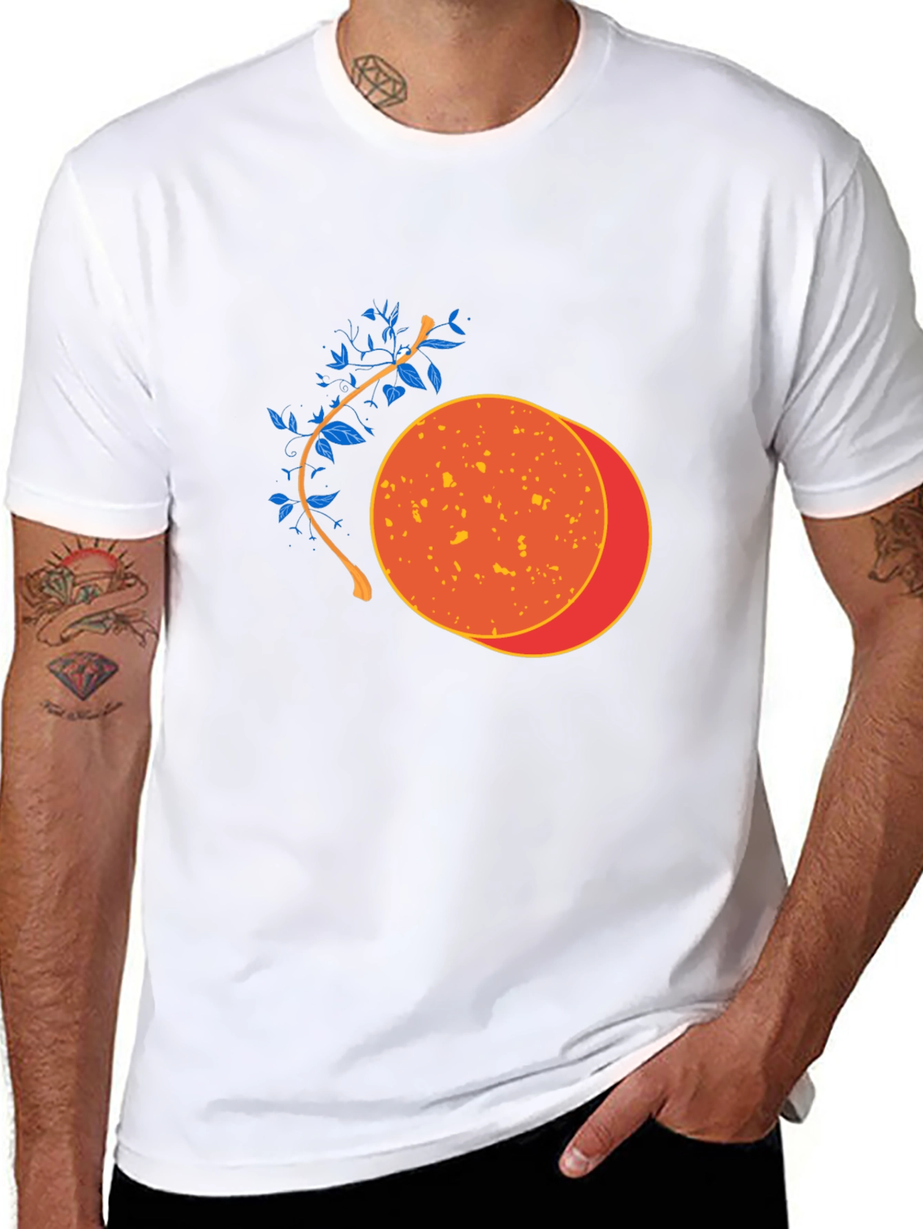 Black Tee with Orange Solar Design